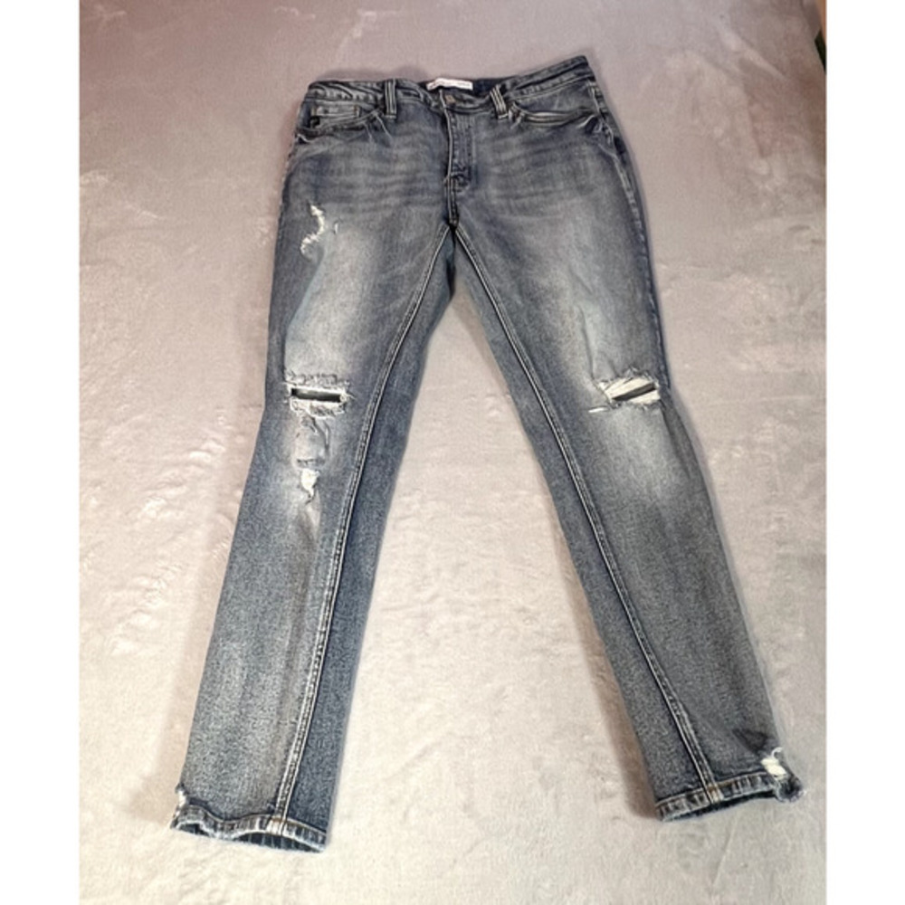 KanCan For Maurices Jeans Womens Size 28 Blue‎ Denim Distressed Mid Rise Skinny
